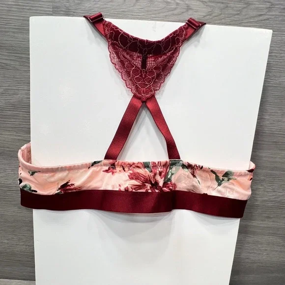 Cacique Pink Floral Boost Plunge Bra Front Closure 42C - Picture 2 of 10